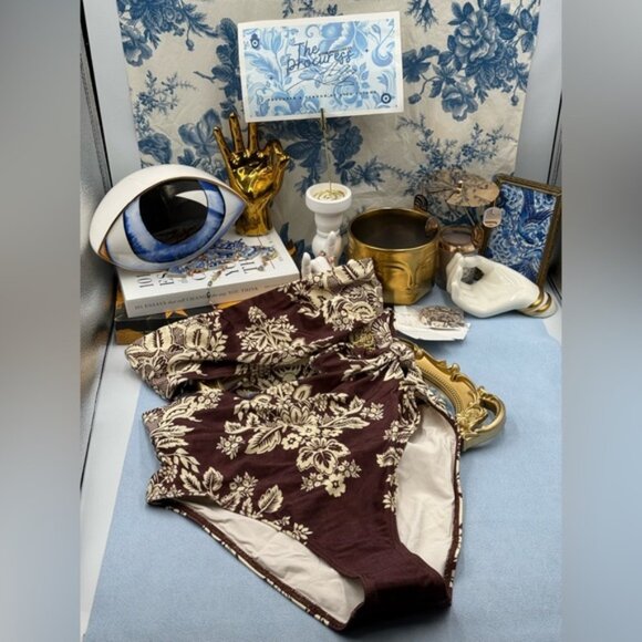 🆕 ZIMMERMANN 🧿 NWT Pink Floral-Print Bandeau, Scarf High Waist Pant Sz 1 US4/6 - Picture 11 of 16